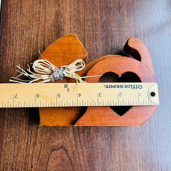 Vintage Wooden Carved Cat Potpourri Holder Picture Frame 5 1/4"X 6 3/4" - Picture 10 of 11